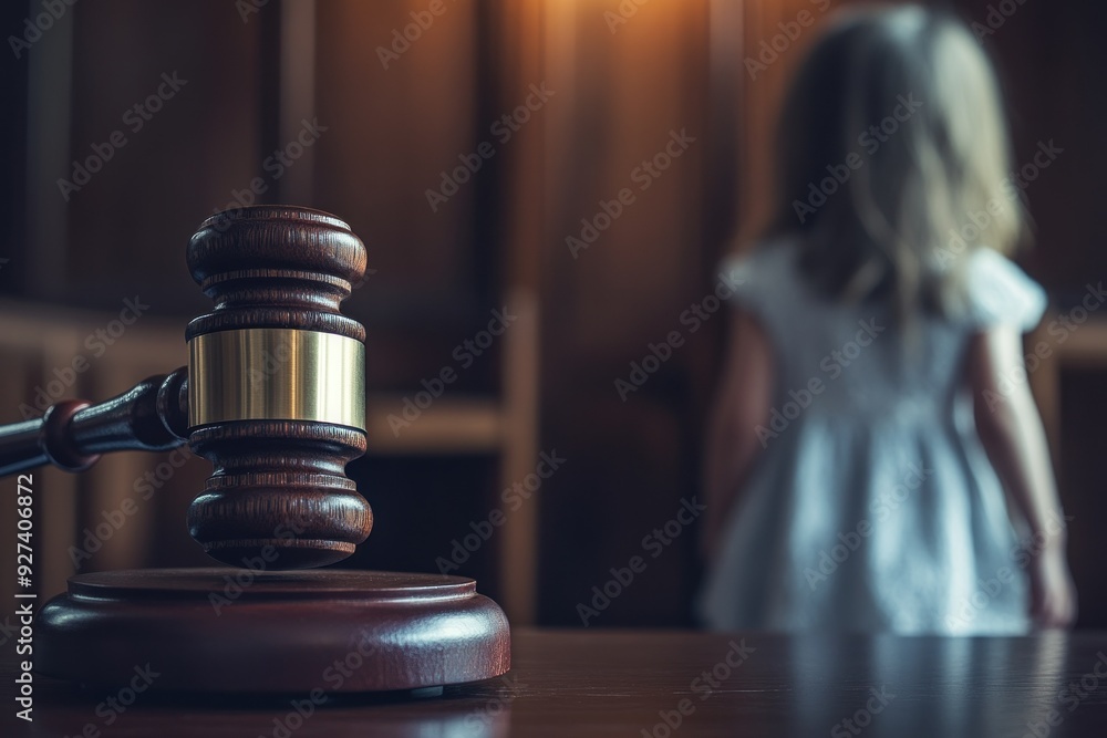 A Gavel and a Child in the Background A Gavel and a Child in the Background