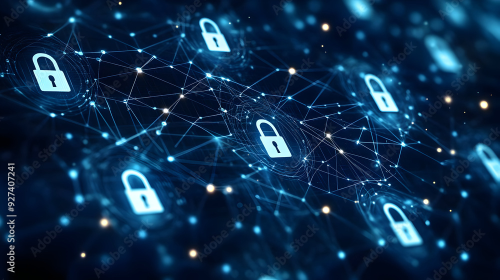 A digital network featuring padlocks, symbolizing cybersecurity and data protection in a tech-driven world. A digital network featuring padlocks, symbolizing cybersecurity and data protection in a tech-driven world.