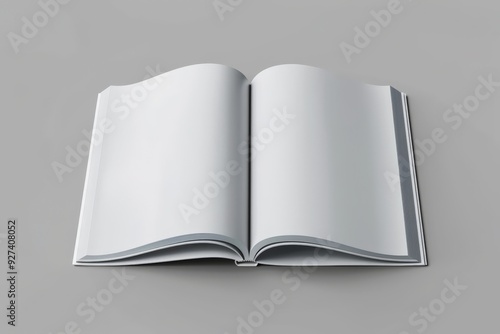 Blank Front view Turning page of an Open A4 Magazine Mockup on grey background, 3d render