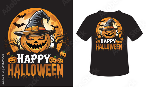 Happy Halloween pumpkin vector illustration t-shirt design