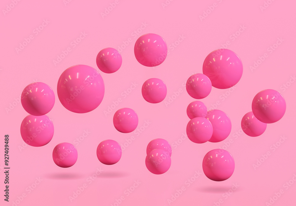 Geometric 3d rendering red spheres realistic pink backdrop Suspended balls, abstract elegant background balls or particles 3D image rendering Geometric 3d rendering red spheres realistic pink backdrop Suspended balls, abstract elegant background balls or particles 3D image rendering