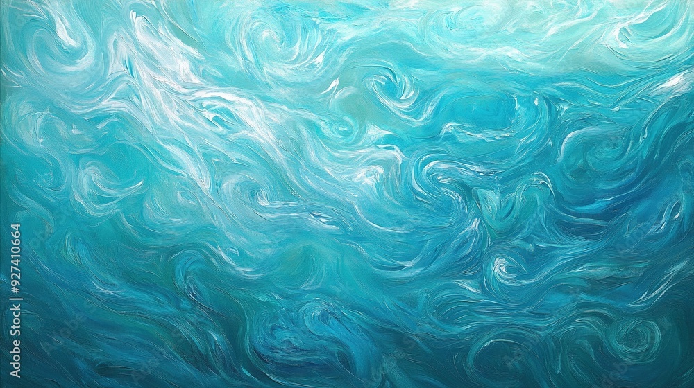 Swirling blue abstract art depicting turbulent ocean waves in a serene atmosphere Swirling blue abstract art depicting turbulent ocean waves in a serene atmosphere