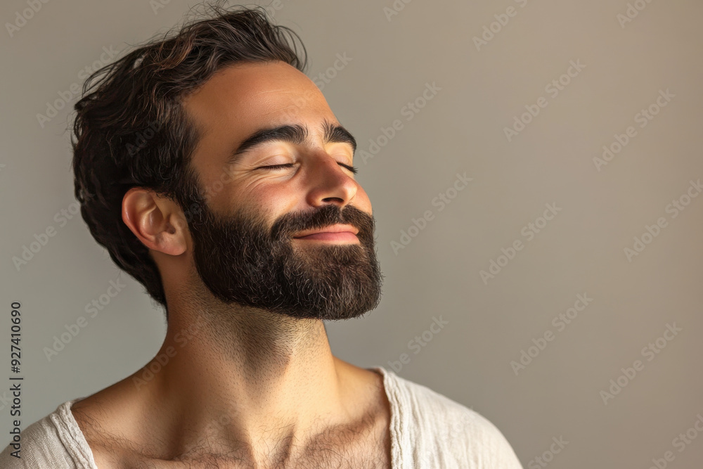 A close up of a man's face with her eyes closed A close up of a man's face with her eyes closed
