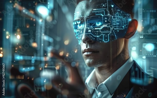 Man using Artificial Intelligence Technology Futuristic 4K Image AI Generated 