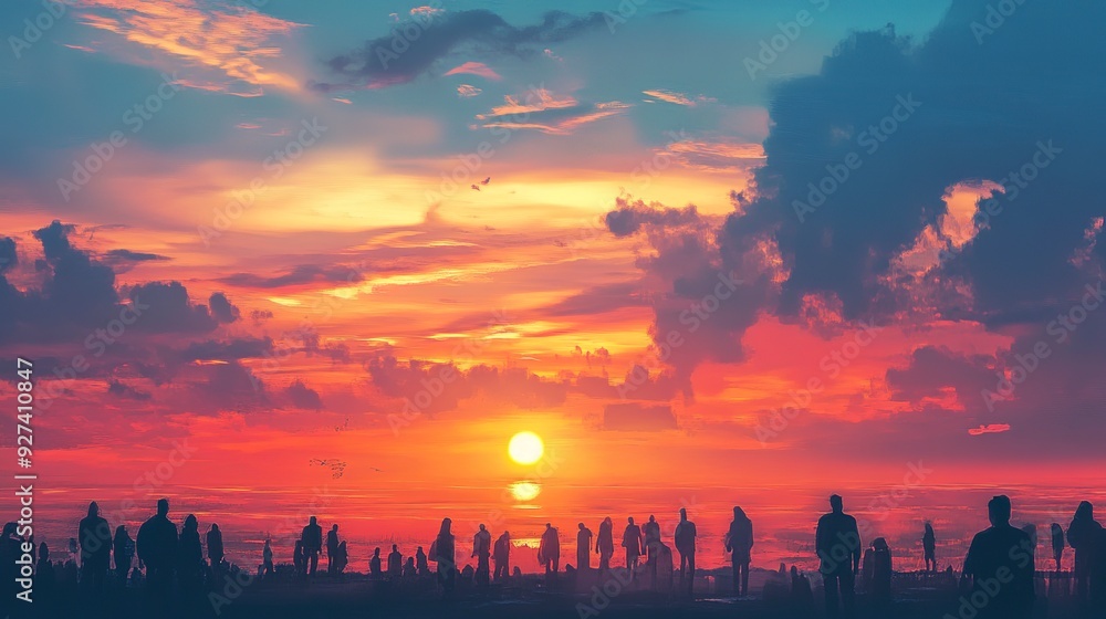 Obraz premium sunset with people