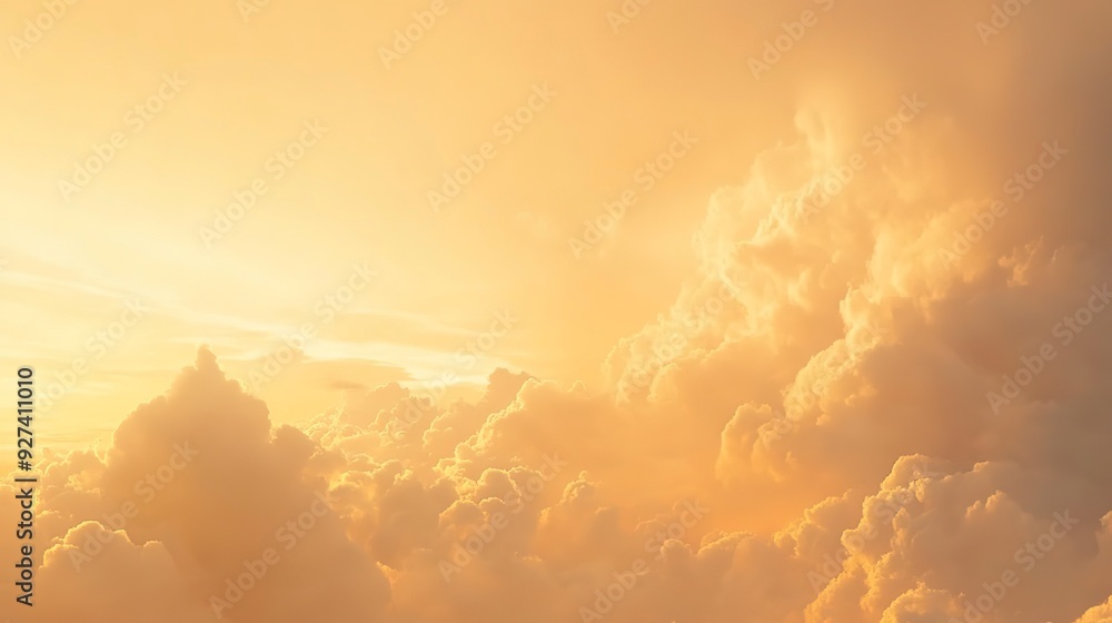 Fototapeta premium dramatic soft orange sky and clouds when sunset 