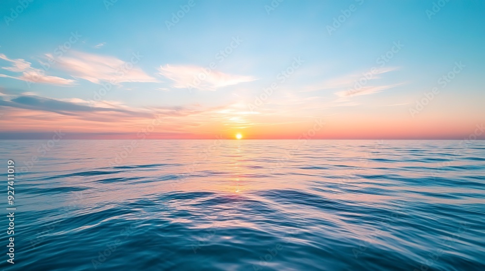 Fototapeta premium calm colored sea and sky at sunset 