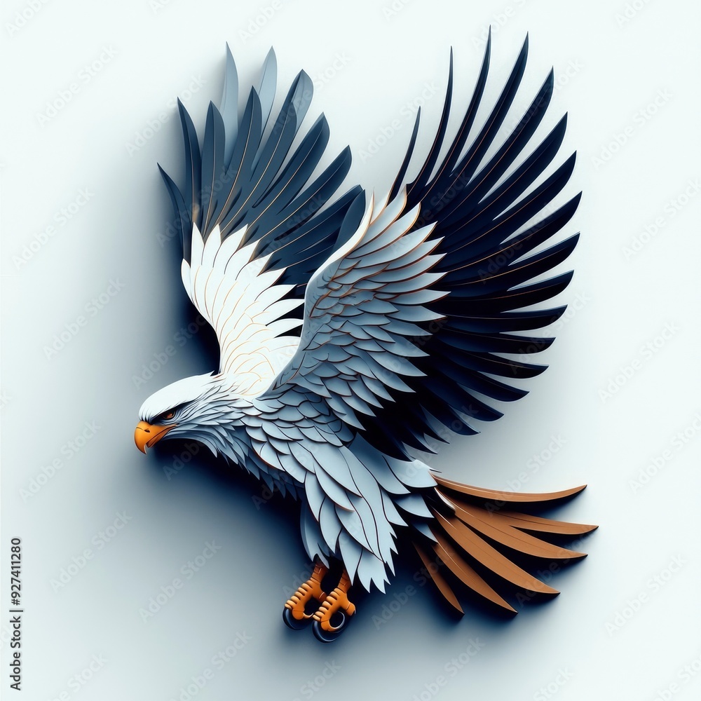 Obraz premium Eagle with Spread Wings Paper Cut Art
