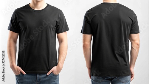 Black t-shirt front and back mockup