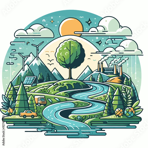 This vector image shows the importance of the environment.

