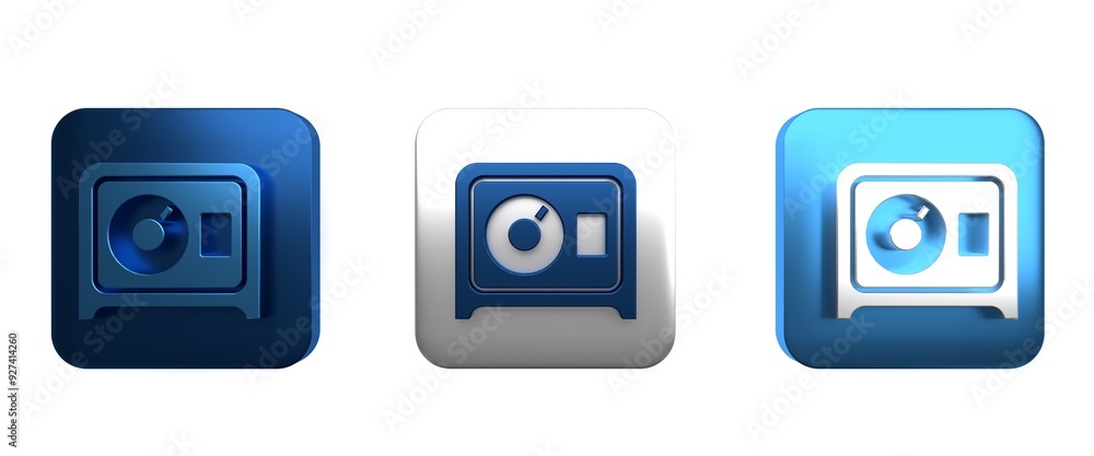 Colorful Safe icon isolated on white background. The door safe a bank vault with a combination lock. Reliable Data Protection. Square button. 3D render illustration Colorful Safe icon isolated on white background. The door safe a bank vault with a combination lock. Reliable Data Protection. Square button. 3D render illustration