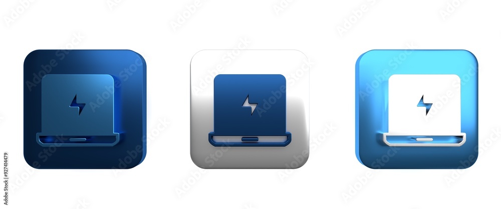 Colorful Laptop icon isolated on white background. Computer notebook with empty screen sign. Square button. 3D render illustration Colorful Laptop icon isolated on white background. Computer notebook with empty screen sign. Square button. 3D render illustration