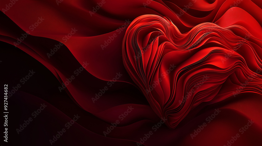 Obraz premium Abstract red heart with flowing lines