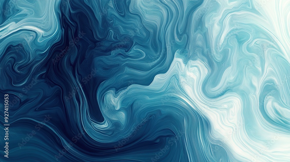 Abstract swirling patterns in shades of blue and white created with fluid art techniques Abstract swirling patterns in shades of blue and white created with fluid art techniques