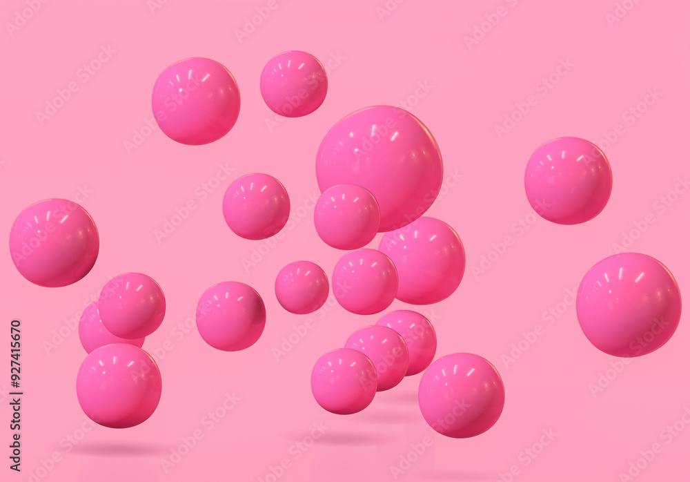 Geometric 3d rendering spheres realistic pink backdrop Suspended balls, abstract elegant background balls or particles 3D image rendering Geometric 3d rendering spheres realistic pink backdrop Suspended balls, abstract elegant background balls or particles 3D image rendering