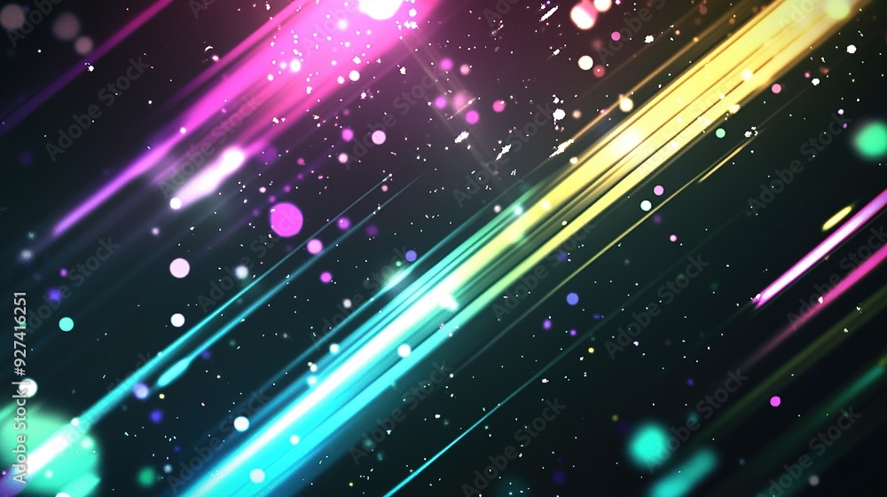 Colorful light streaks create a dynamic abstract background with sparkles in a dark setting Colorful light streaks create a dynamic abstract background with sparkles in a dark setting