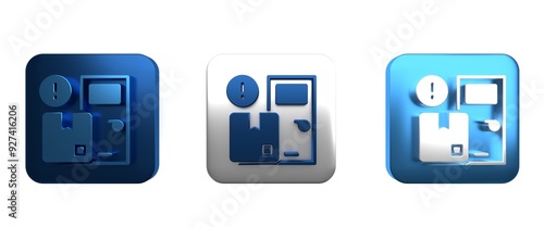 Colorful Home delivery services icon isolated on white background. Square button. 3D render illustration