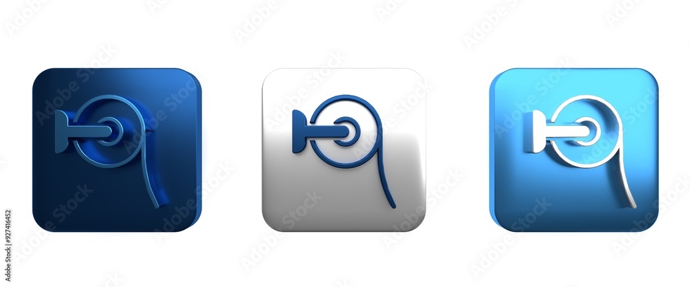 Colorful Toilet paper roll icon isolated on white background. Square button. 3D render illustration Colorful Toilet paper roll icon isolated on white background. Square button. 3D render illustration