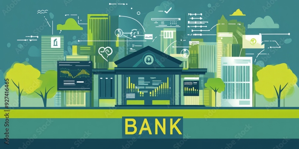 Futuristic Banking: AI Integration Transforms the Financial Sector in a High-Detail, Hyper-Realistic Illustration Futuristic Banking: AI Integration Transforms the Financial Sector in a High-Detail, Hyper-Realistic Illustration
