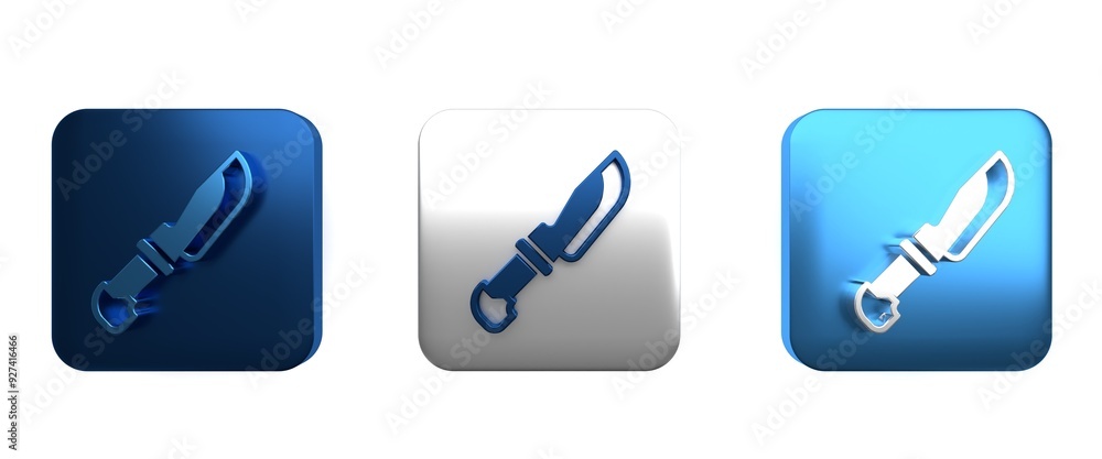 Colorful Knife icon isolated on white background. Cutlery symbol. Square button. 3D render illustration Colorful Knife icon isolated on white background. Cutlery symbol. Square button. 3D render illustration