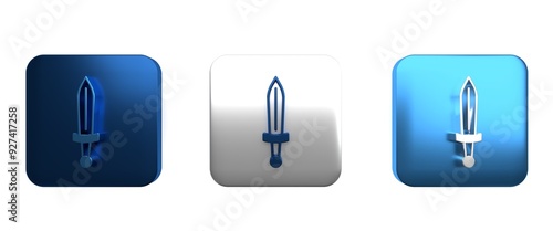 Quadro su tela Colorful Medieval sword icon isolated on white background