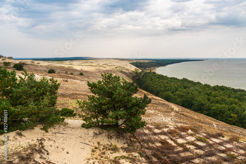 Obraz na płótnie View of Cape Grabst from observation deck on Olenya Buda dunes. Curonian Spit National Park. Russia w salonie