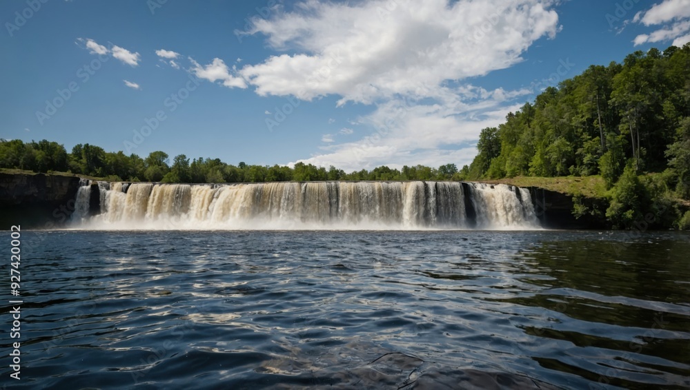 a waterfall that falls into the lake a waterfall that falls into the lake