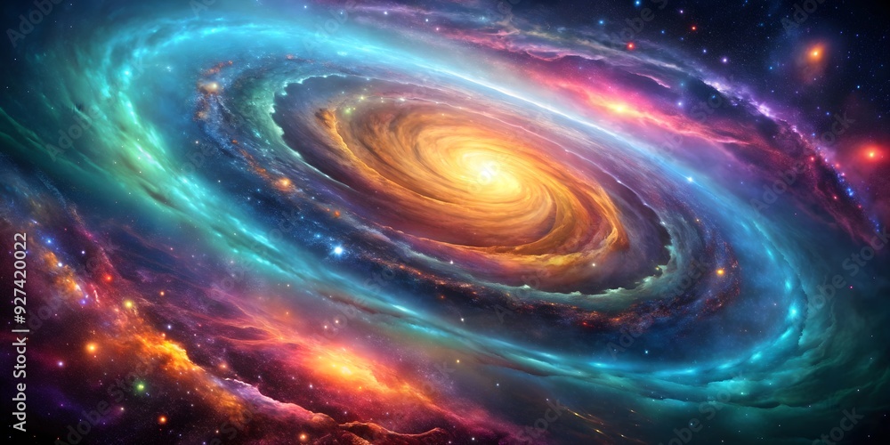 Abstract spiral galaxy with vibrant colors and swirling patterns , astronomy, space, outer space, universe, stars, nebula Abstract spiral galaxy with vibrant colors and swirling patterns , astronomy, space, outer space, universe, stars, nebula
