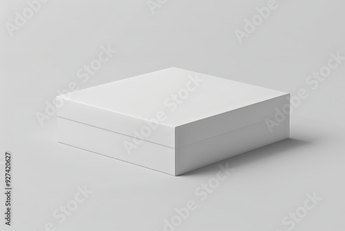 Realistic blank white package square box mockup isolated on a grey background, 3d rendering