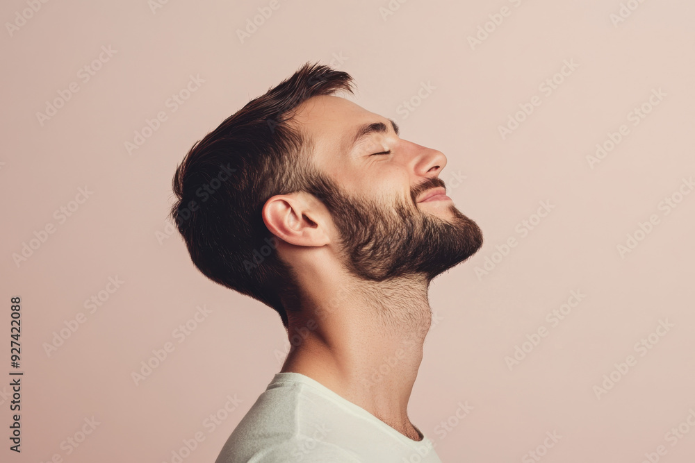 Obraz premium A close up of a man's face with her eyes closed