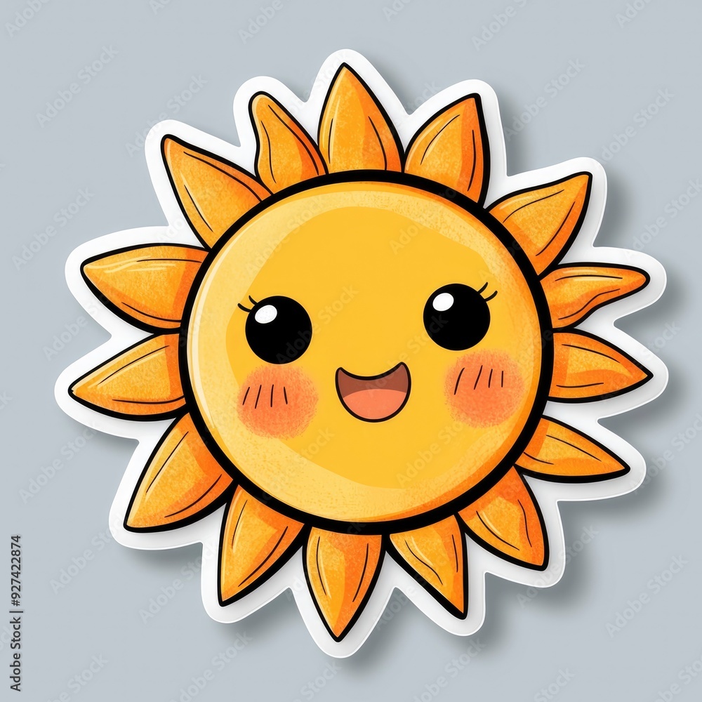 Cute Cartoon Sun with Smiling Face Illustration Cute Cartoon Sun with Smiling Face Illustration