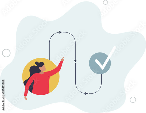 Customer journey experience with purchase steps and path .Consumer shopping cycle from media to seller.flat design with people.