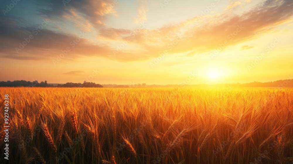 Endless golden wheat sea sways gently under summer sun, promising bountiful harvest. Endless golden wheat sea sways gently under summer sun, promising bountiful harvest.