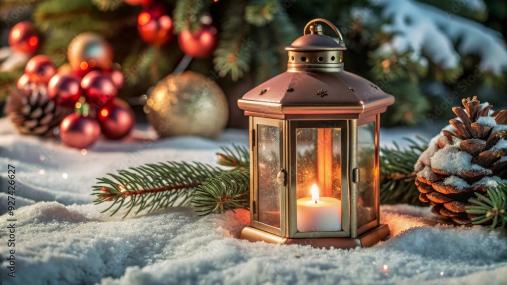 christmas lantern in the snow christmas lantern in the snow
