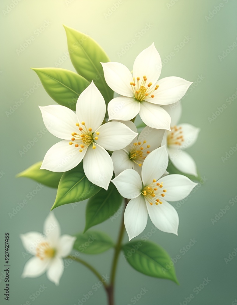 Fototapeta premium Elegant White Jasmine Flower Isolated on Transparent Background