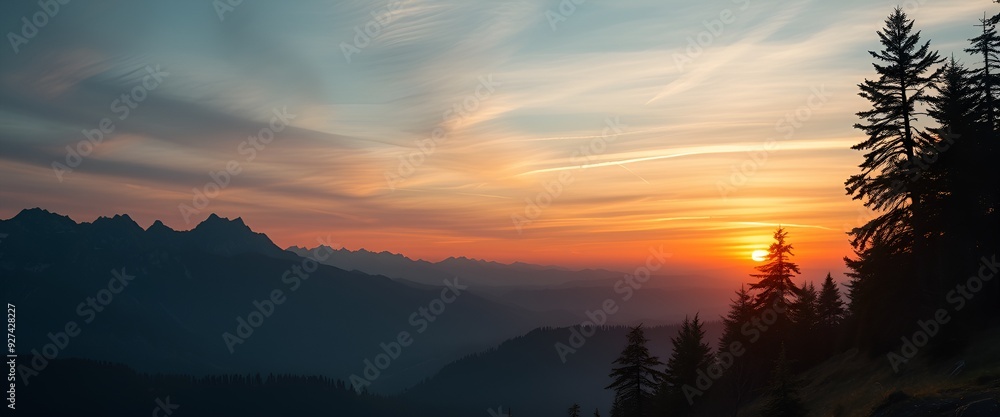 Obraz premium Isolated Misty Mountain Landscape on Transparent Background