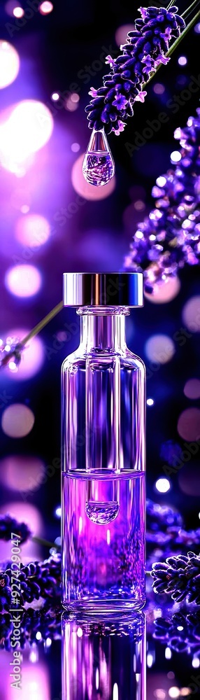 A stunning purple perfume bottle illuminated by soft lights, capturing elegance and luxury in a beautifully crafted design. A stunning purple perfume bottle illuminated by soft lights, capturing elegance and luxury in a beautifully crafted design.