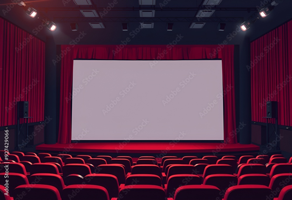 Fototapeta premium Isolated Transparent Background of a Cinema Auditorium with Empty Seating