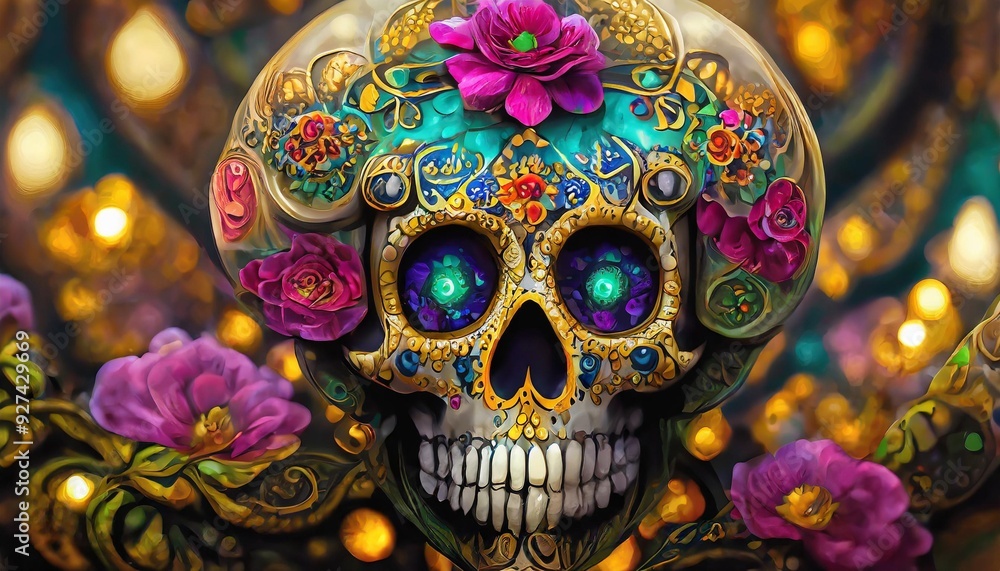 Fototapeta premium skull in the flowers