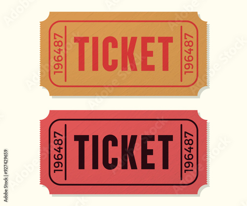 Old red and yellow textured tickets