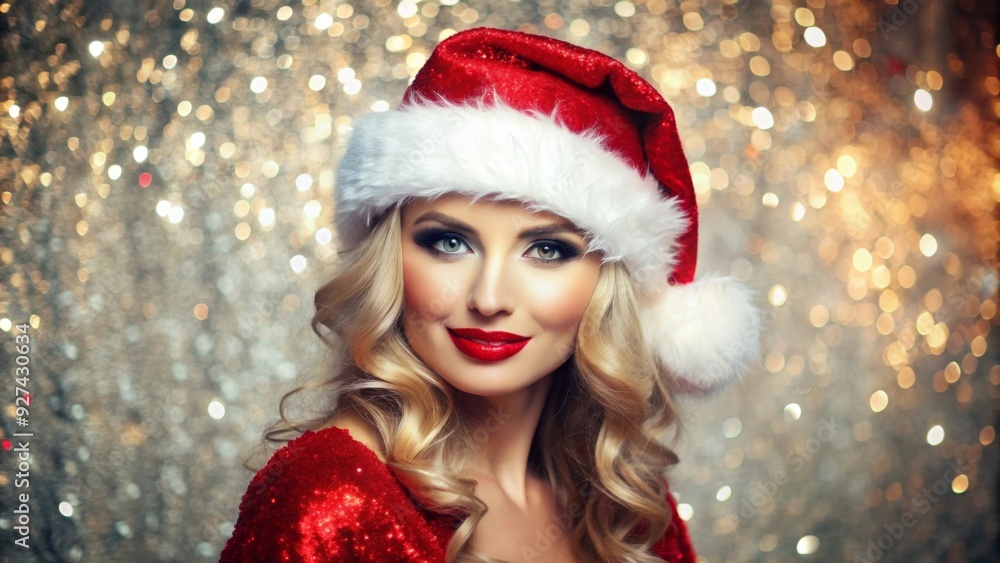 portrait of mrs Santa Claus on winter background portrait of mrs Santa Claus on winter background