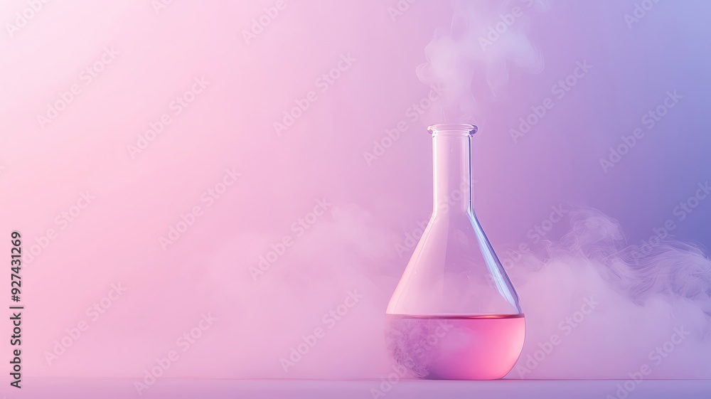 Flask with volatile aromatic compounds releasing vapors, chemical substance, volatile fragrance chemistry Flask with volatile aromatic compounds releasing vapors, chemical substance, volatile fragrance chemistry
