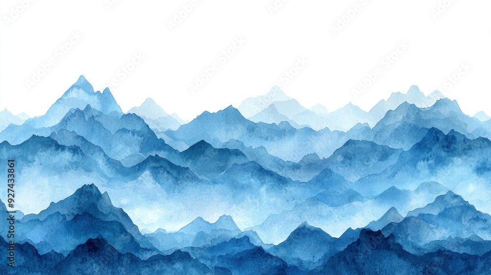 Fototapeta premium Watercolor Painting of Blue Mountains