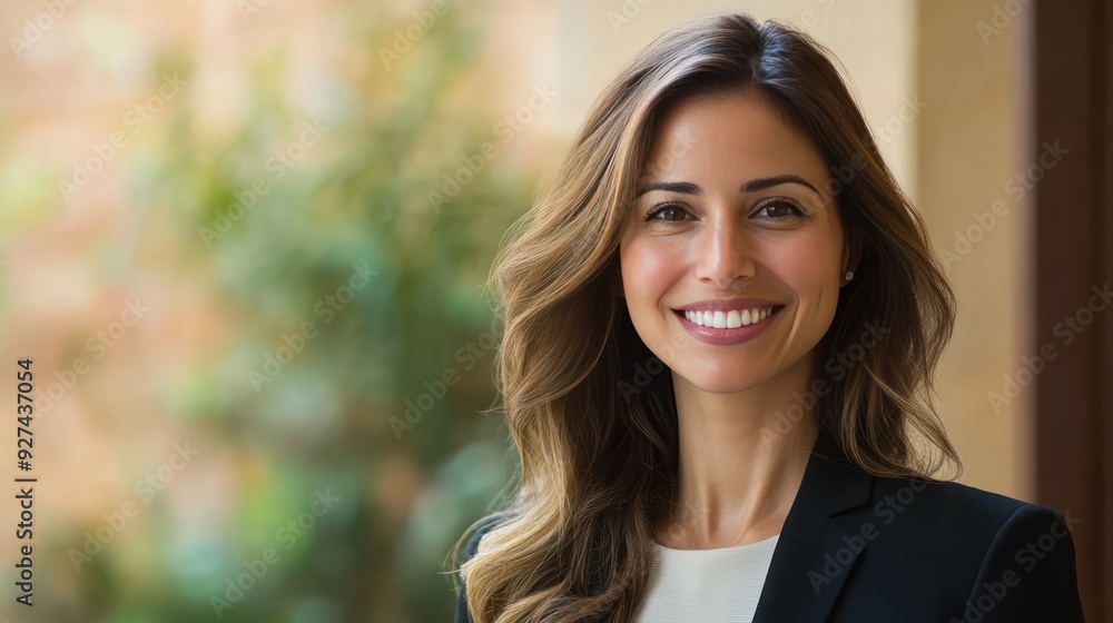 Portrait of a smiling woman with long brown hair Portrait of a smiling woman with long brown hair