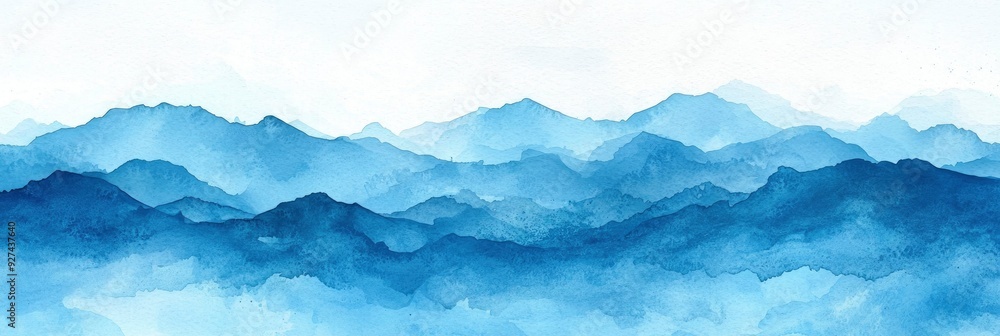 Abstract Watercolor Mountain Range in Blue Hues Abstract Watercolor Mountain Range in Blue Hues