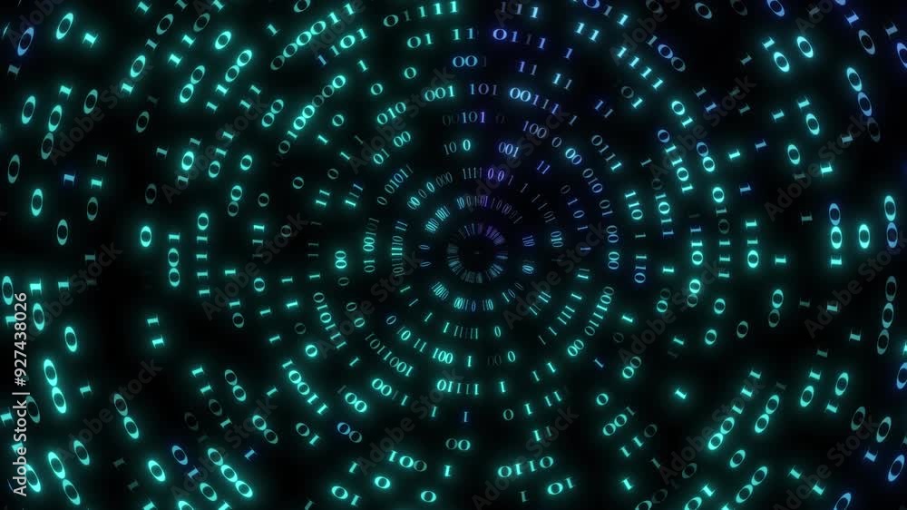 Binary Code Animation. Binary Digital Code Animated On Circle Shape. Futuristic Computer Technology Background. Data Transfer Animation Through Code Number, Loop Animation Binary Code Binary Code Animation. Binary Digital Code Animated On Circle Shape. Futuristic Computer Technology Background. Data Transfer Animation Through Code Number, Loop Animation Binary Code