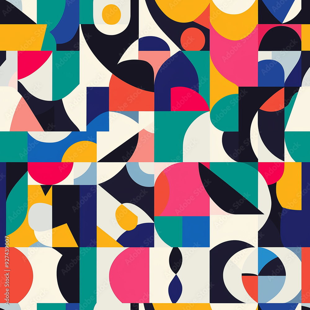 A vibrant geometric pattern in bold, abstract shapes and colors, featuring a playful and modern design with a seamless tile layout. A vibrant geometric pattern in bold, abstract shapes and colors, featuring a playful and modern design with a seamless tile layout.