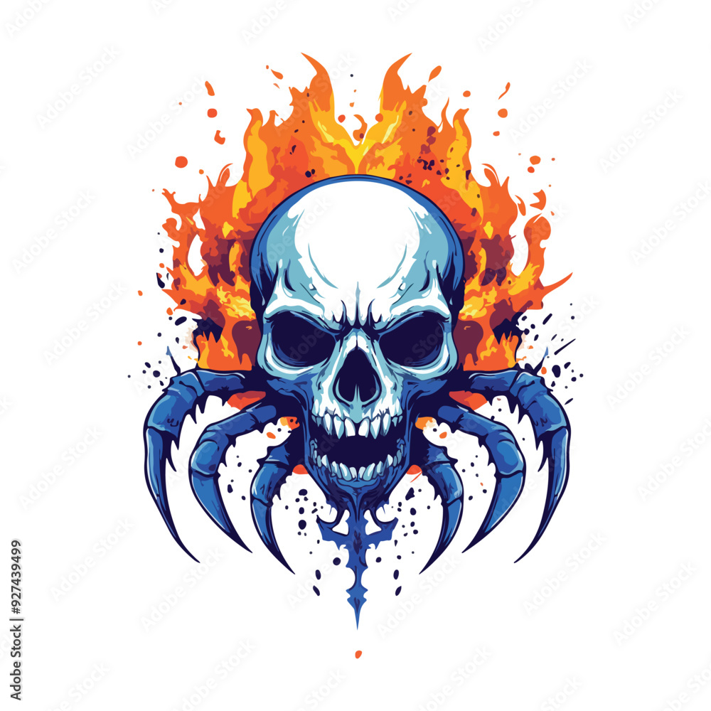 animal skull vector with burning fire animal skull vector with burning fire