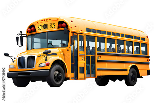 Yellow school bus on a Transparent background.
