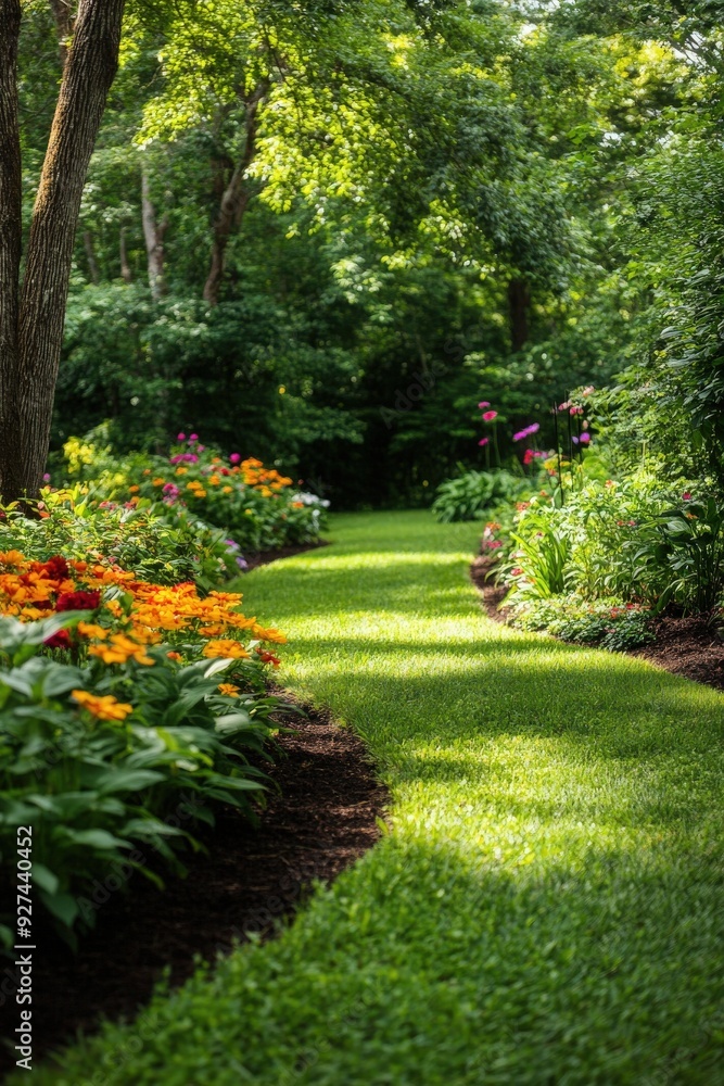 A serene garden path adorned with vibrant flowers and lush greenery, perfect for peaceful strolls and relaxation amidst nature. A serene garden path adorned with vibrant flowers and lush greenery, perfect for peaceful strolls and relaxation amidst nature.
